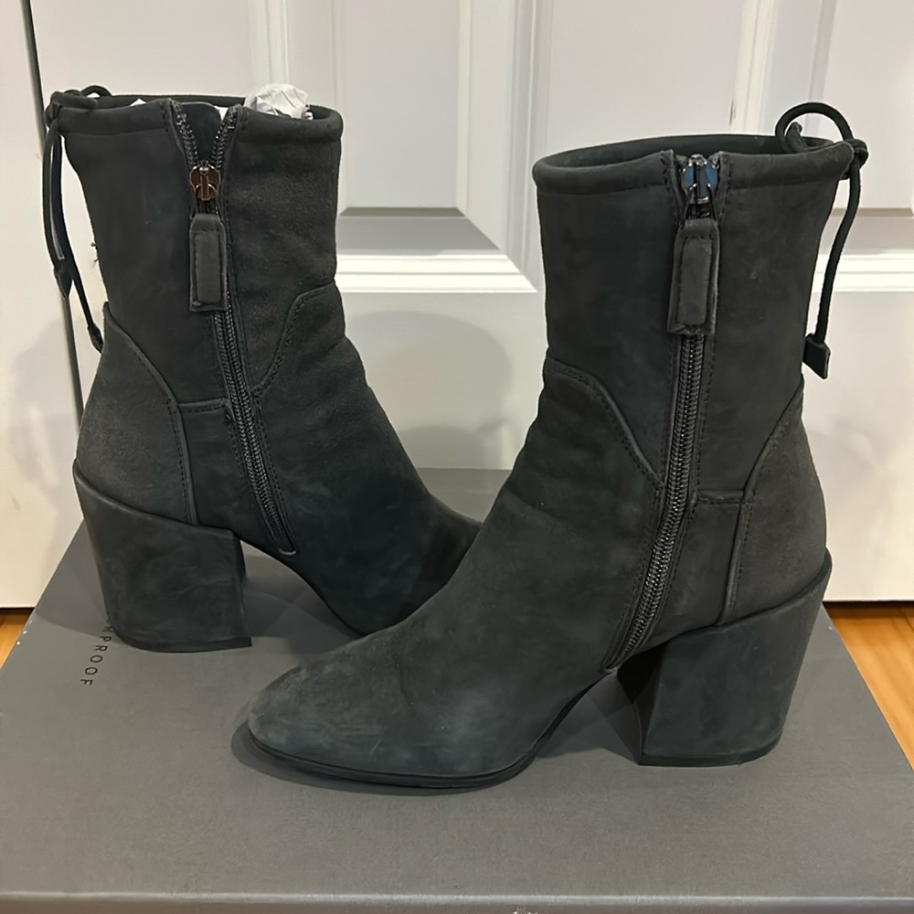 Aquatalia dark grey weatherproof Fairen dress suede boots